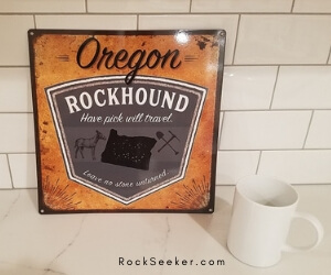 vintage metal rockhounding sign