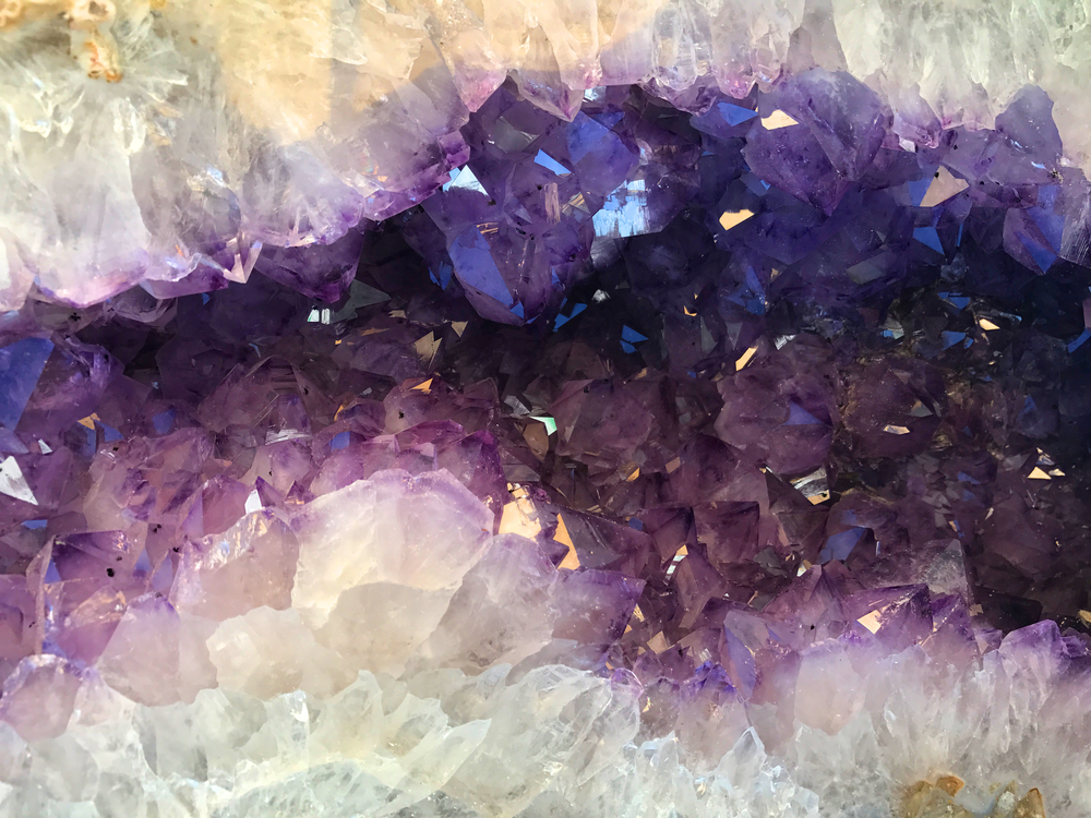 close up of amethyst geode