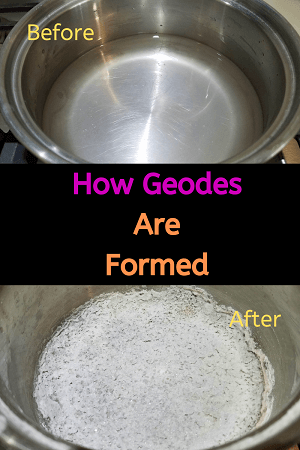 crystals inside geodes form from minerals left after evaporation
