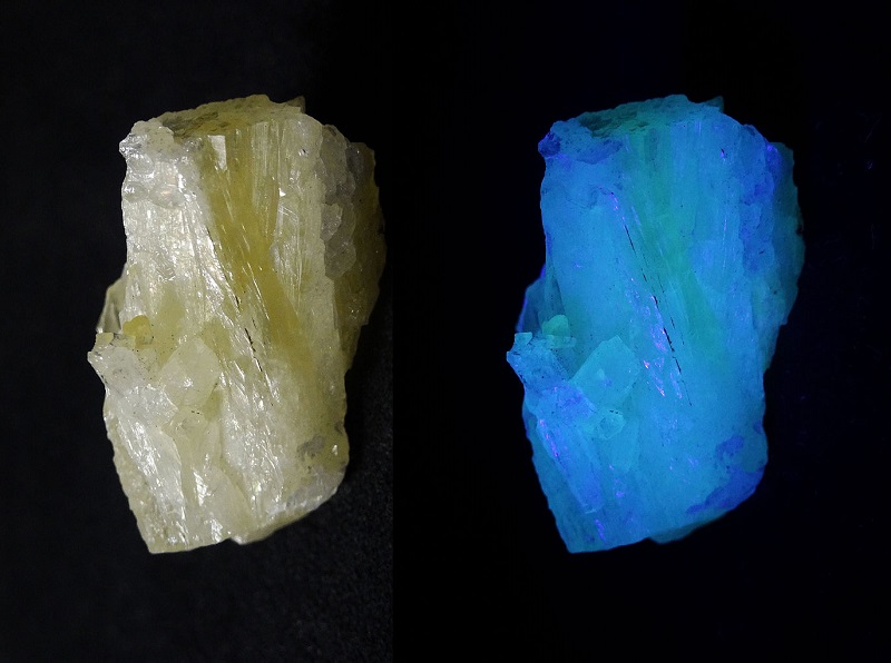 aragonite under ultraviolet light glows blue