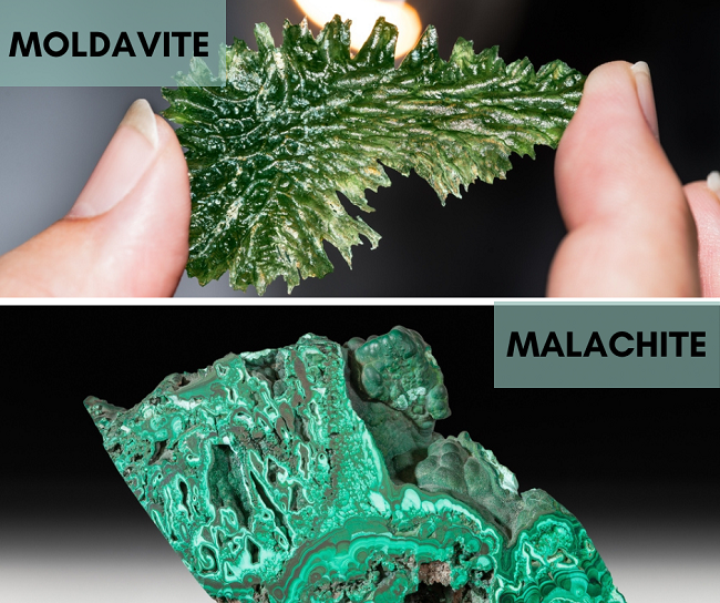 differences between malachite and moldavite
