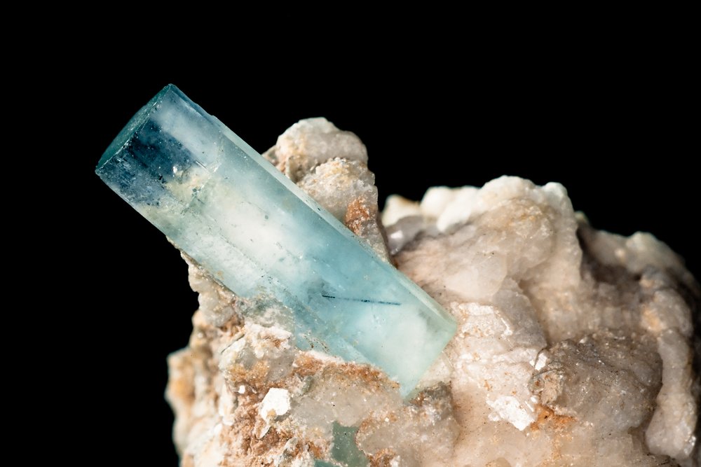 aquamarine crystal in matrix