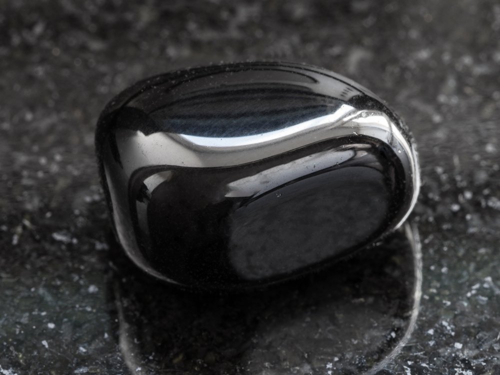 polished black onyx mineral