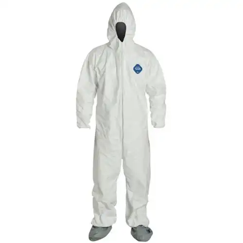 DuPont TY122S-XL-EACH Disposable Elastic Wrist, Bootie and Hood Tyvek Coverall Suit 1414, X-Large, White